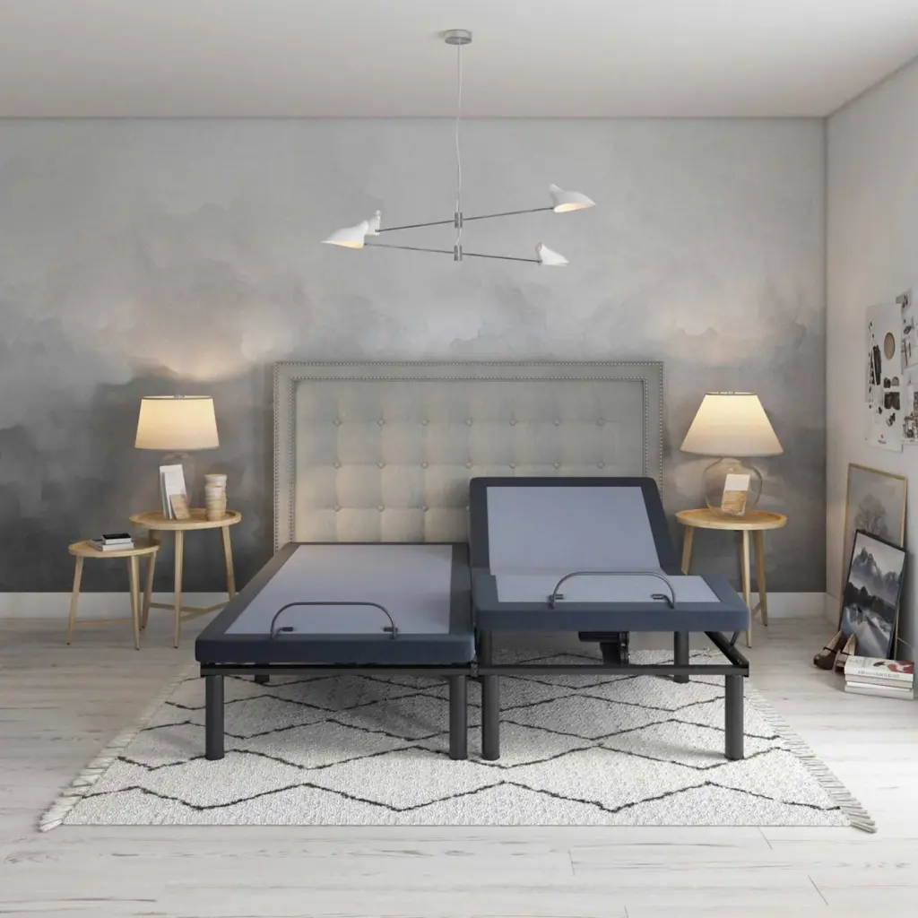 BT3000 Customizable California Split King Bed Blue Gray omne sleep