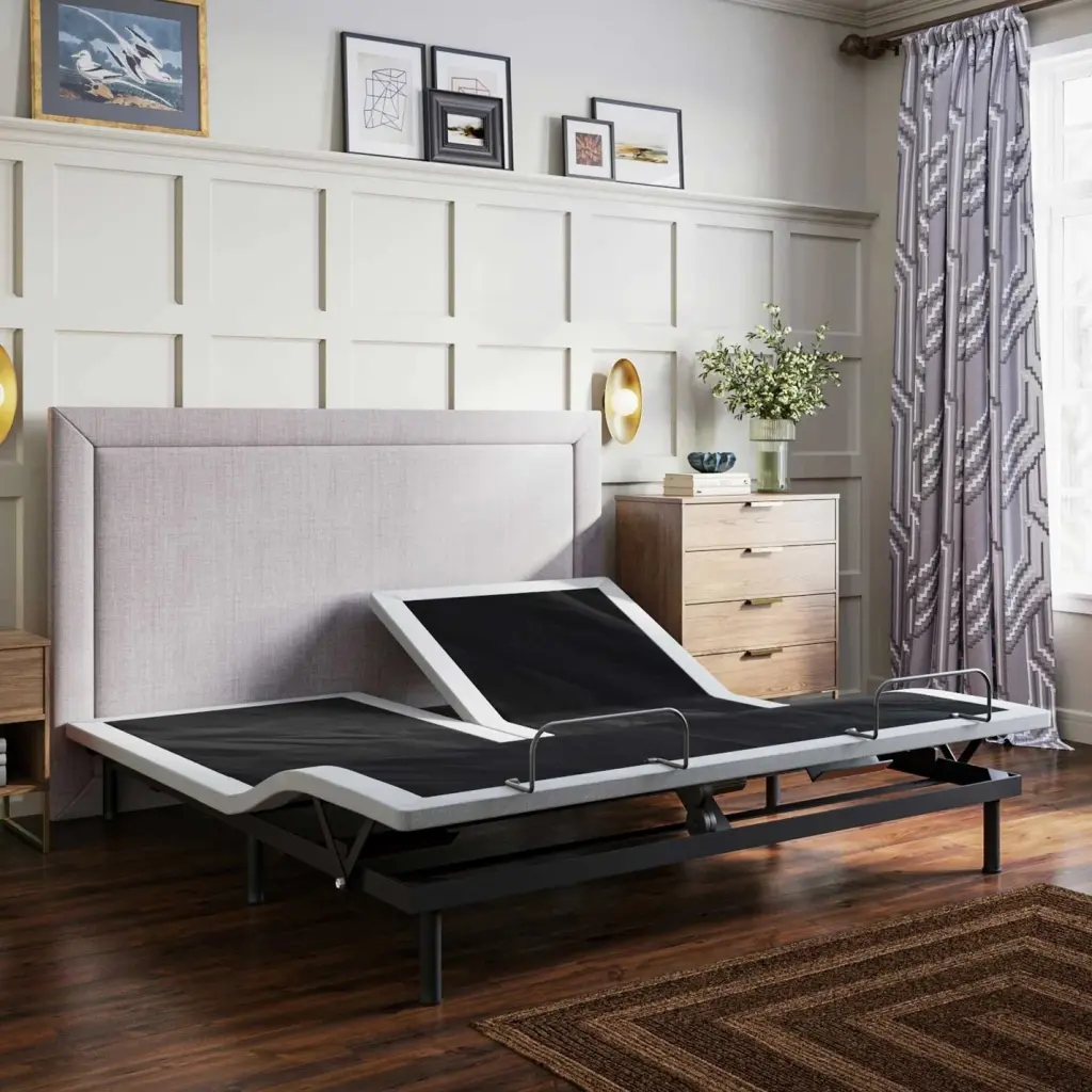 BT3000 Flex Head King Size Customizable Upholstered Bed Blue Gray omne sleep