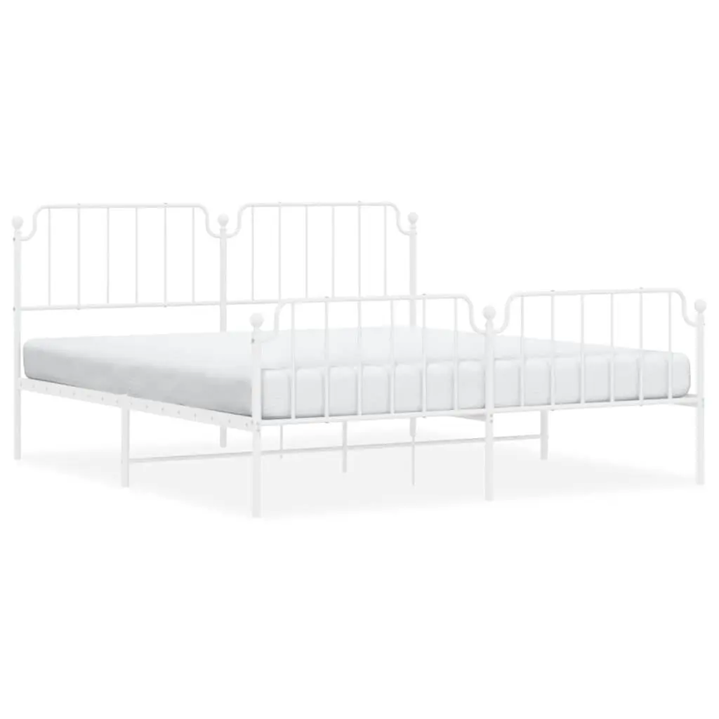 Metal Bed Frame without Mattress Footboard White 72x83.9 Inches