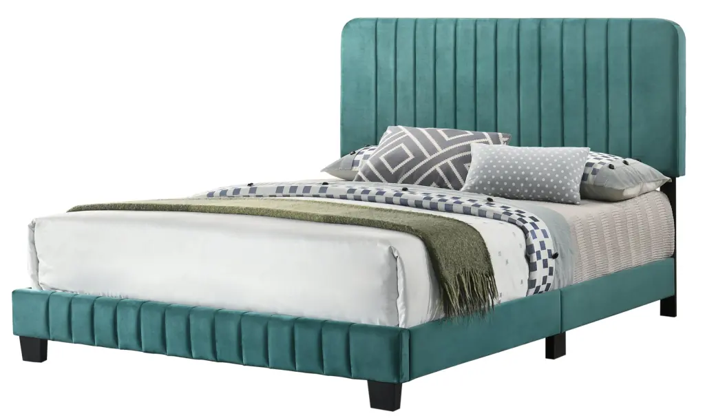 Lodi G0505 KB Up King Bed Green Foam Velvet Upholstered glory furniture