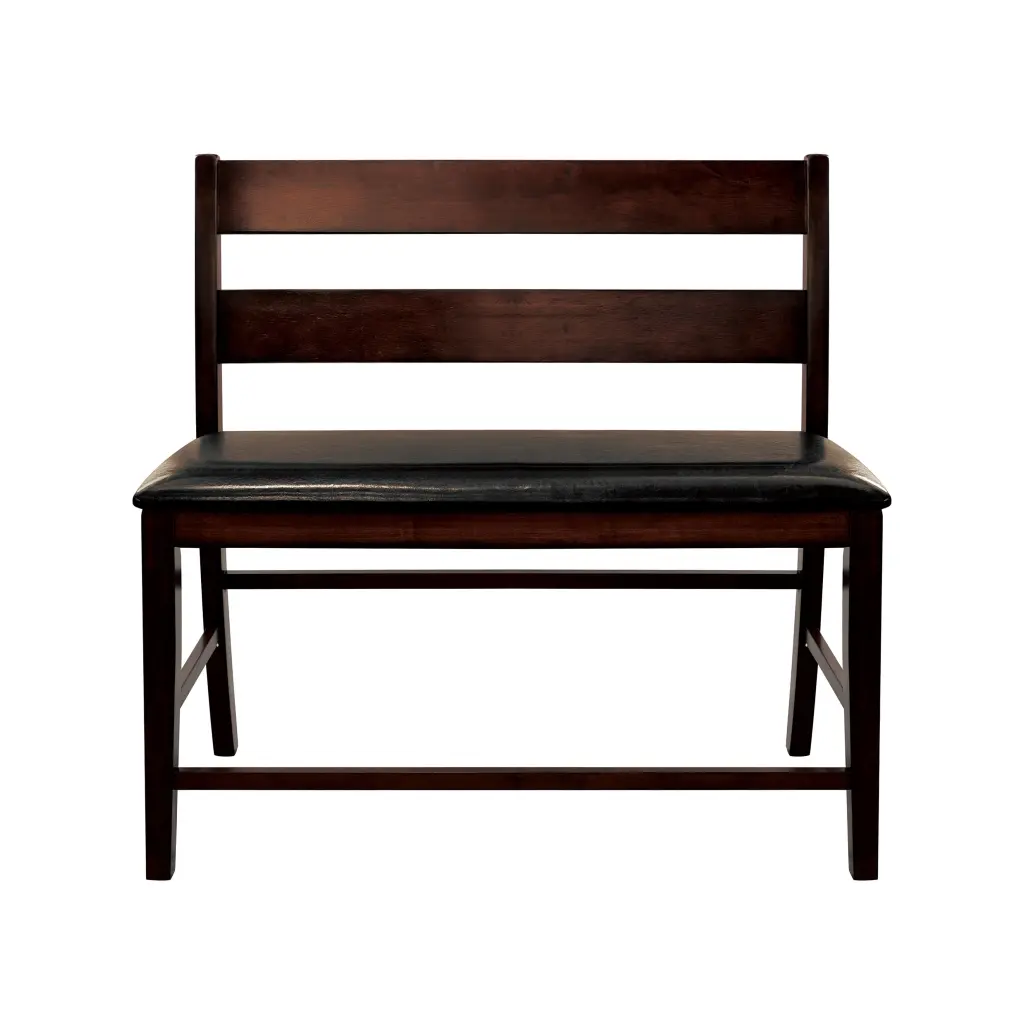 Transitional Style Cherry Finish Wooden Counter Height Bench Back Kitchen or Entryway kanepe