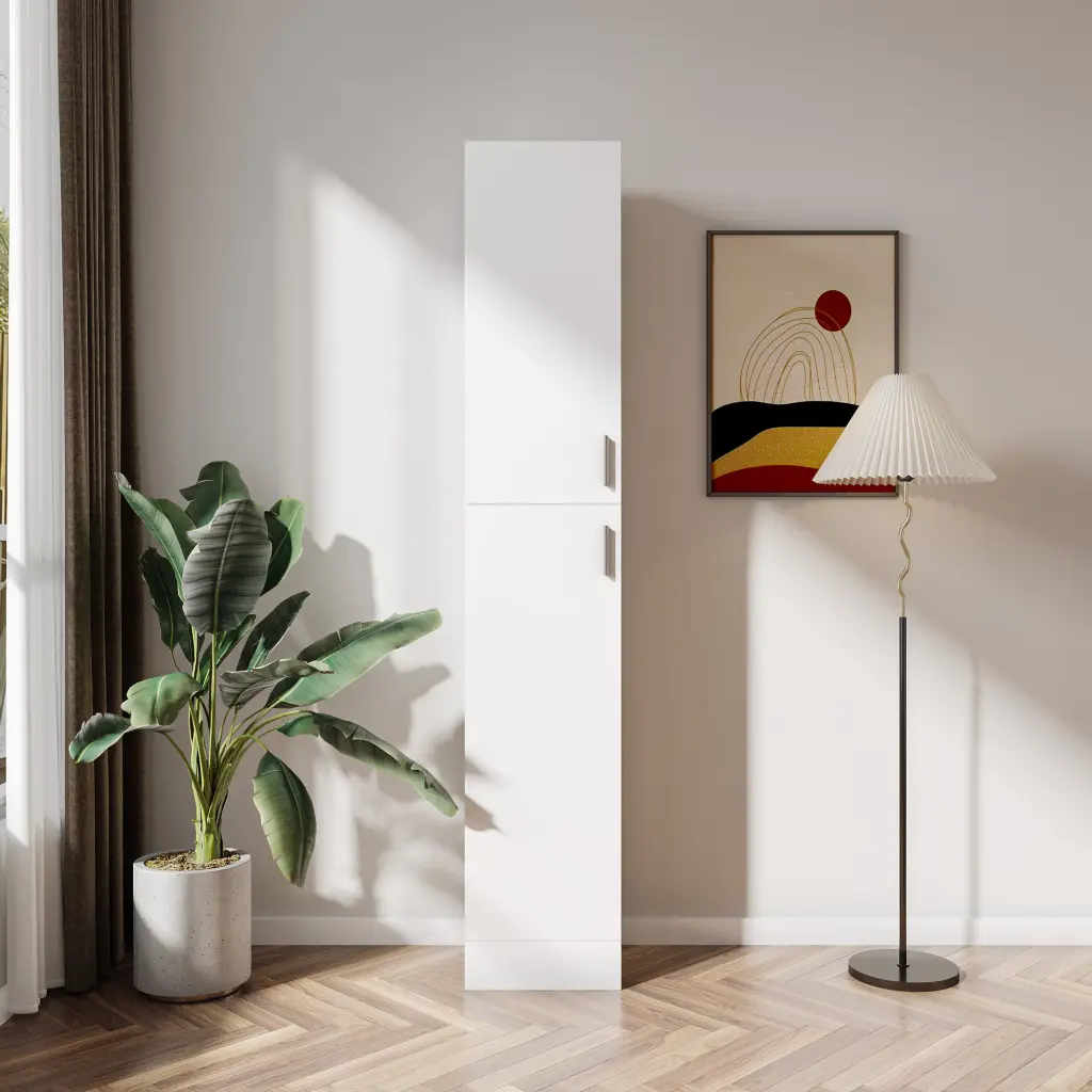 Freestanding Cabinet Inadjustable Shelves and Two Doors Kitchen Storage joysource furniture