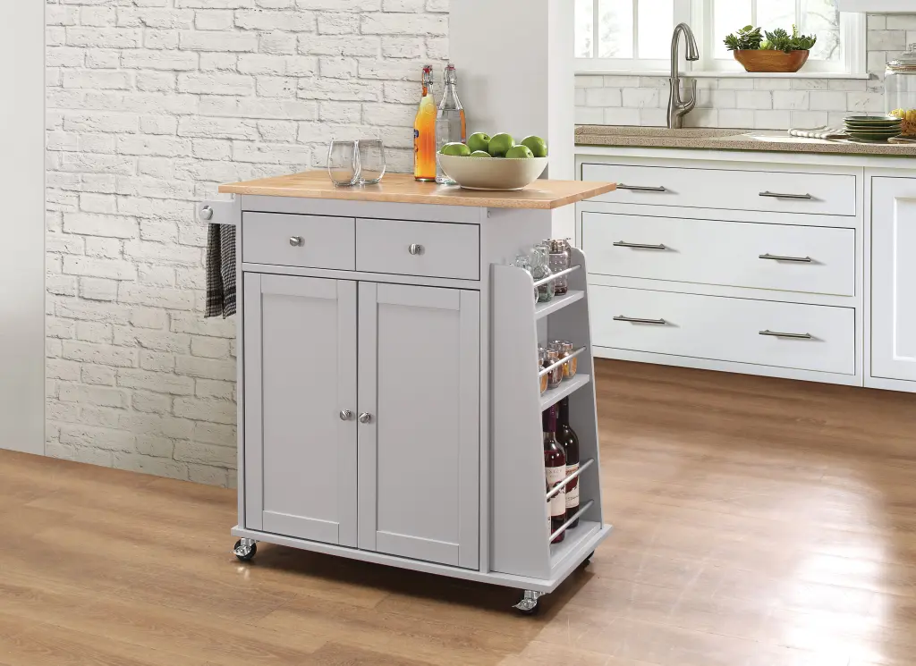 Natural And Grey 2 Drawer Kitchen Cart Natural Grey Dining Room Rectangle Table furniture max