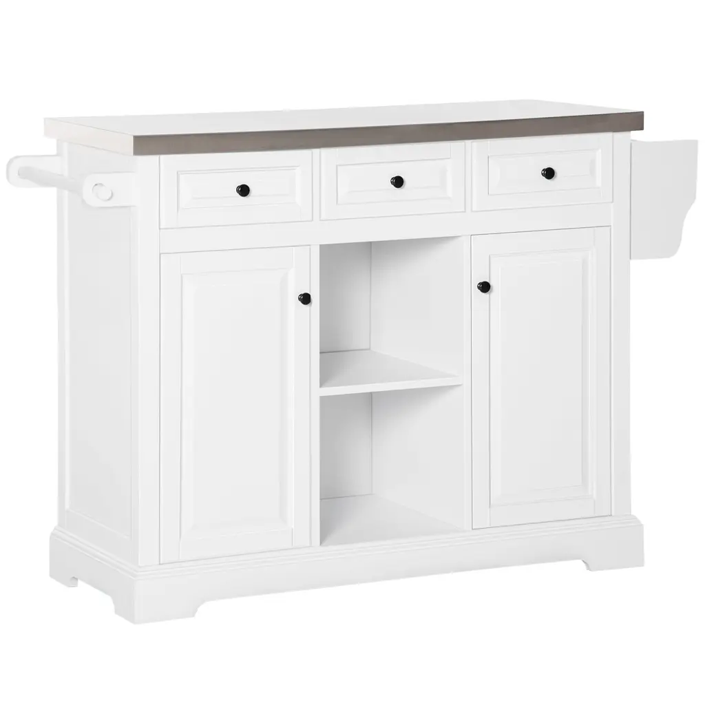 Homcom Rolling Kitchen Island Storage Shopping Basket and Stainless Steel Top aosom business