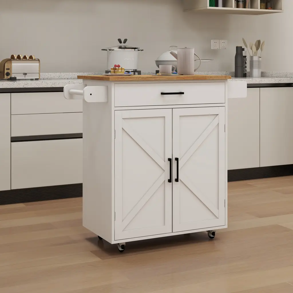 Kitchen Island Rolling Trolley Shopping Basket Customizable Shelves Towel Rack cl worthy houseware co.-ltd.