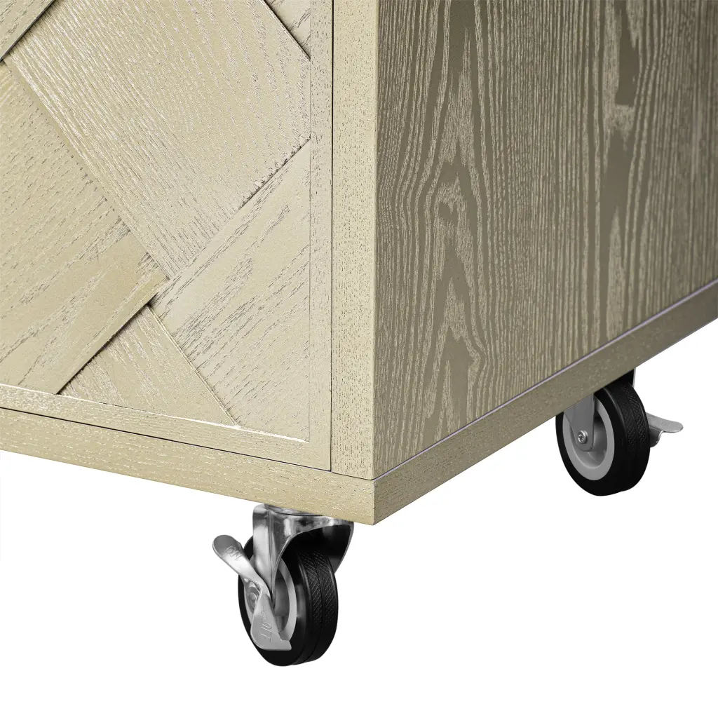 K&K 51.2 Inch Ash Veneer Solid Timber Handwoven Kitchen Island rnb
