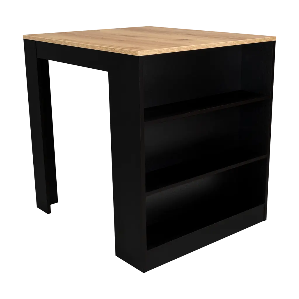 Tanna Kitchen Counter Dining Table Black Two Legs Three Side Shelves rta mubles colombia