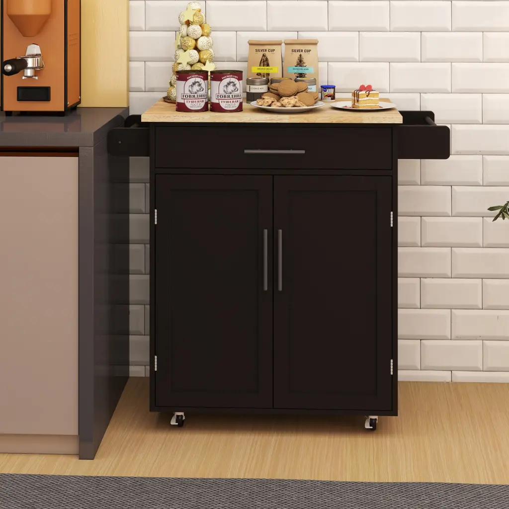 Kitchen Island Rolling Trolley Drawer and Adjustable Shelves cl worthy houseware co.-ltd.