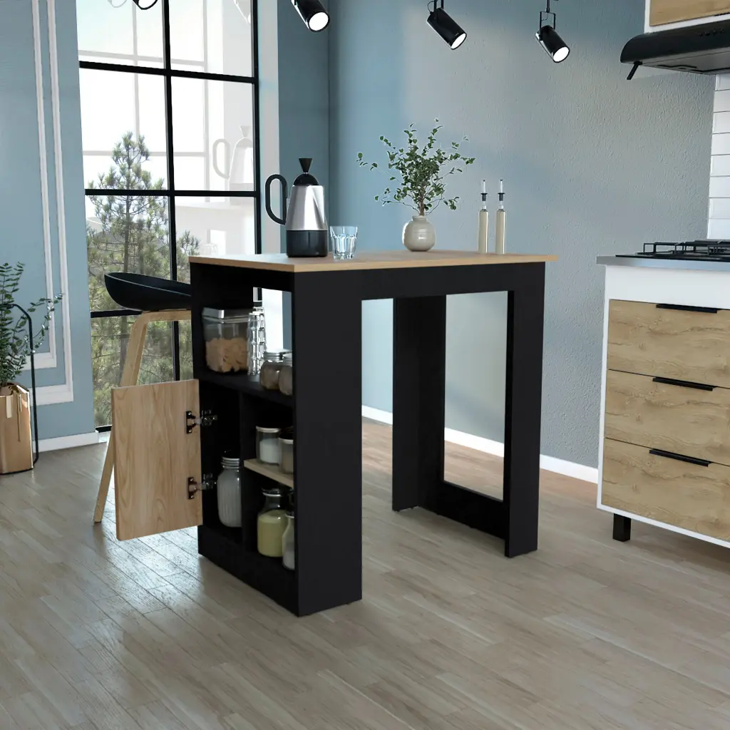 Kitchen Island 36 Inch H Three Open Side Storage Shelves And One Push To Open Cabinet depot e-shop