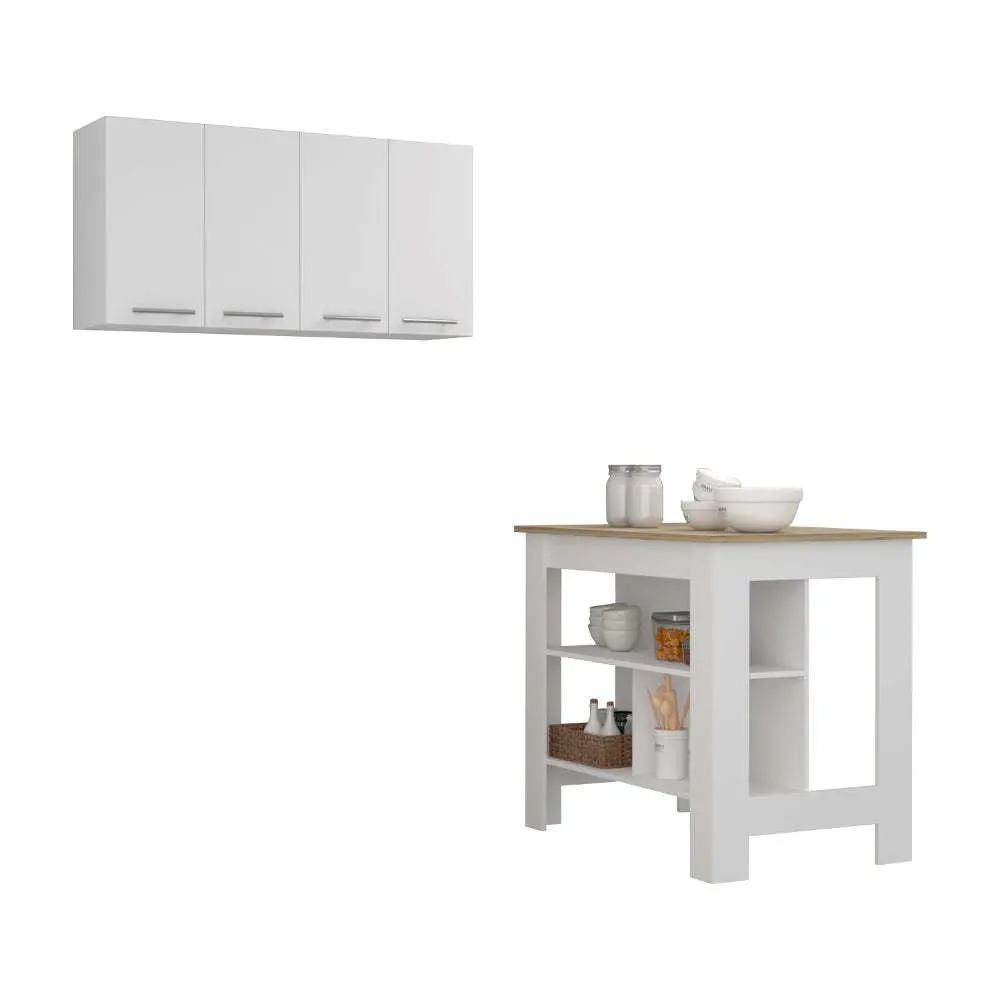Burlingame 5 Shelf 4 Door 2 Piece Kitchen Set Island and Upper Cabinet furniture max