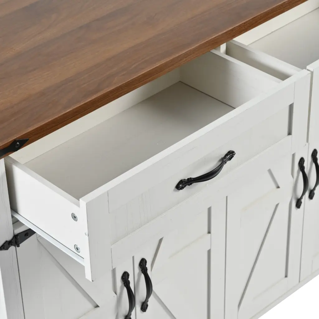K&K 53.5 Inch Farmhouse Kitchen Island Power Outlet And Storage rnb