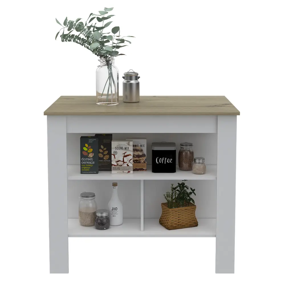 Kitchen Island Three Open Storage Shelves, 35" Height Modern Kitchen rta mubles colombia