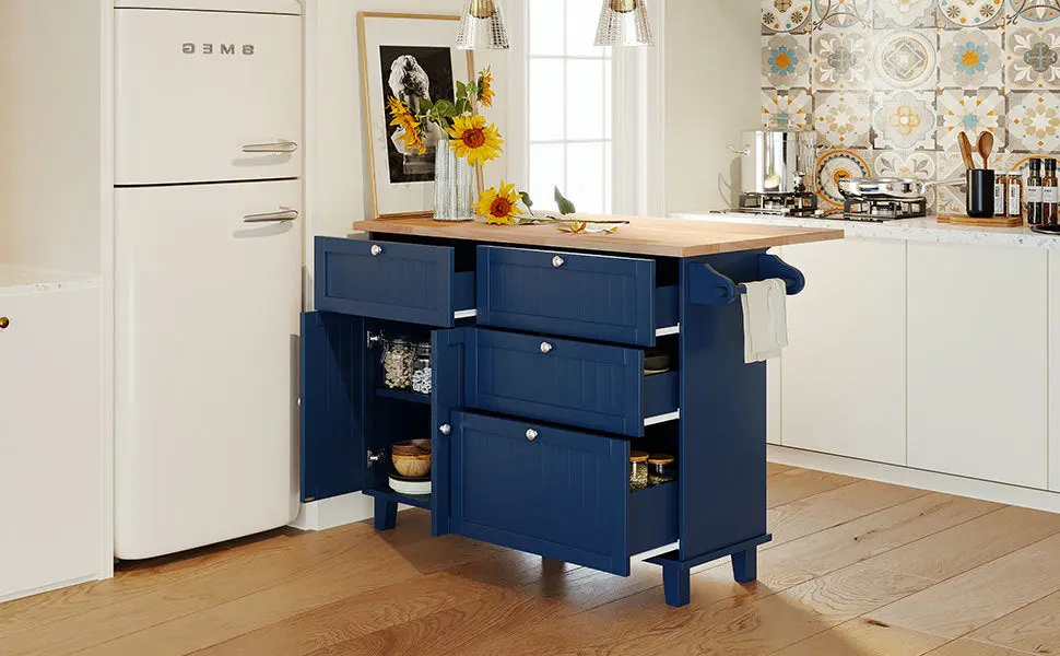 Farmhouse Kitchen Island Set Drop Leaf And 2 Seating Stools topmax