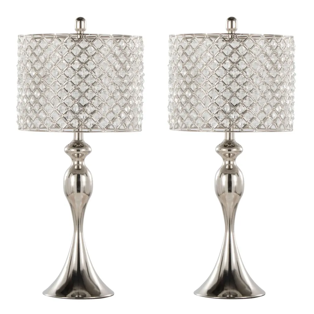 Ashland - Contemporary Table Lamp Square Clear Crystal (Set 2) - Smooth Nickel