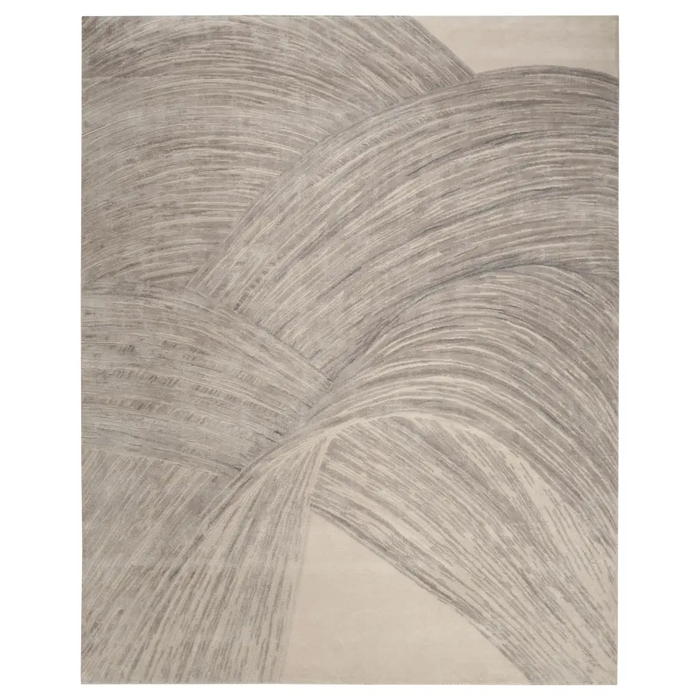 Quick-Dry Towel Sand Essentials Quicksilver Contemporary Wool Silk Blend Rug
