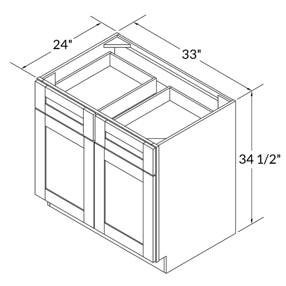 Base Kitchen Cabinet B33 Alpina Ivory LessCare 33 . width 34.5 . height 24 . depth