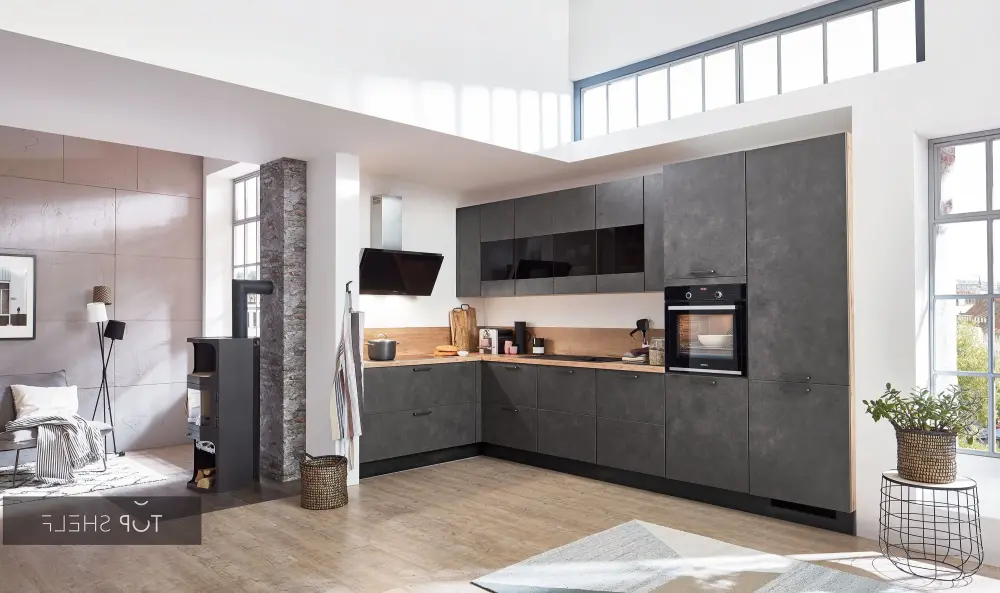 nobilia corner kitchen L-shaped kitchen Riva 839 concrete terragrau imitation 365 x 185 cm kitchen configurable -