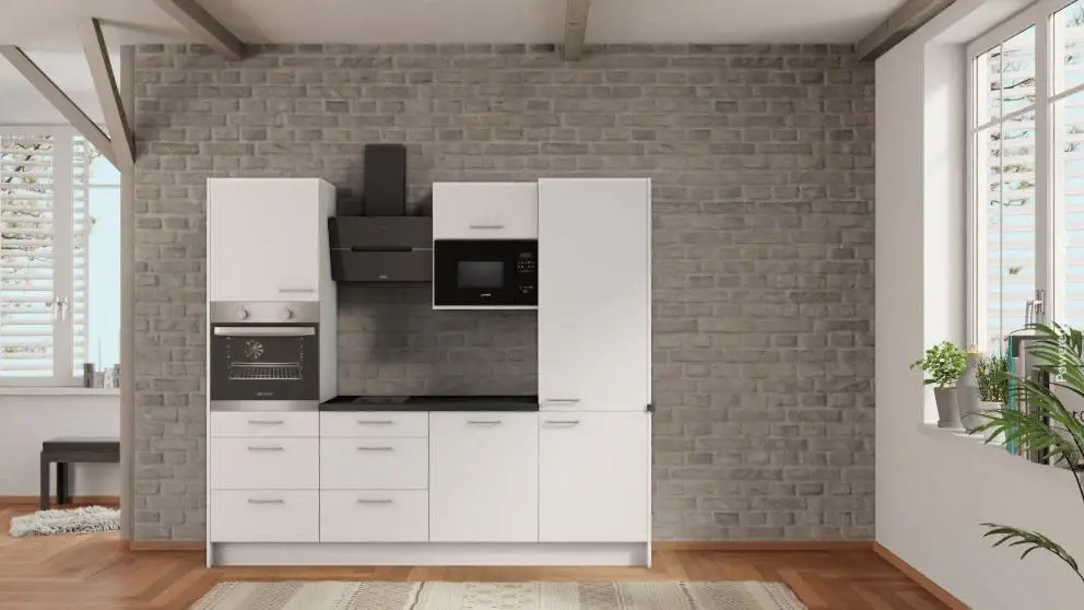 nobilia Mini kitchen Kassel 240 cm Alpine white matte Concrete slate gray --