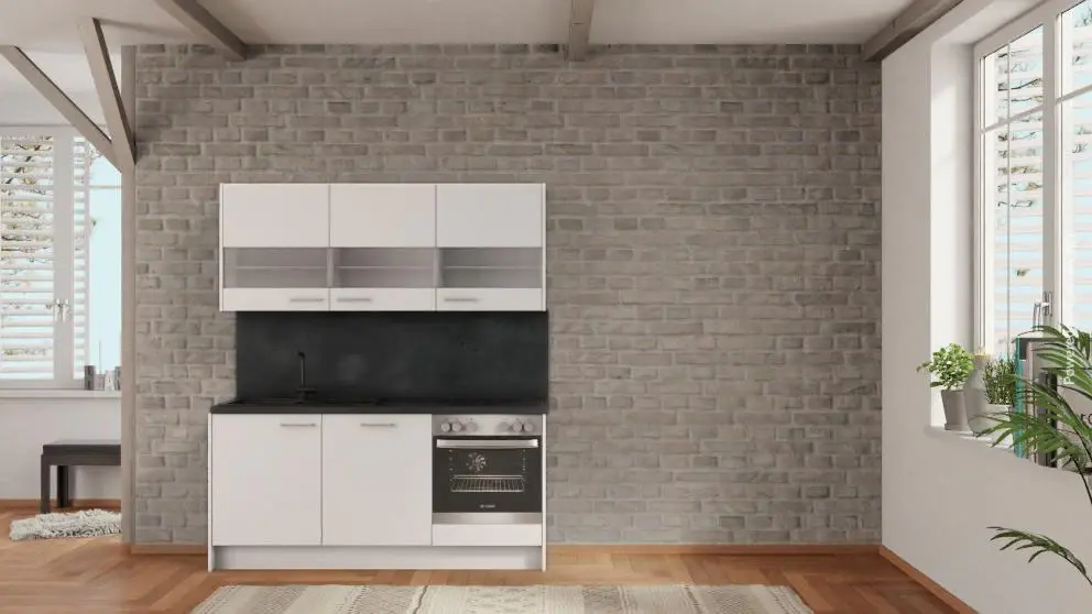 nobilia Mini kitchen Wilhelmshaven 180 cm White matte Concrete Slate gray