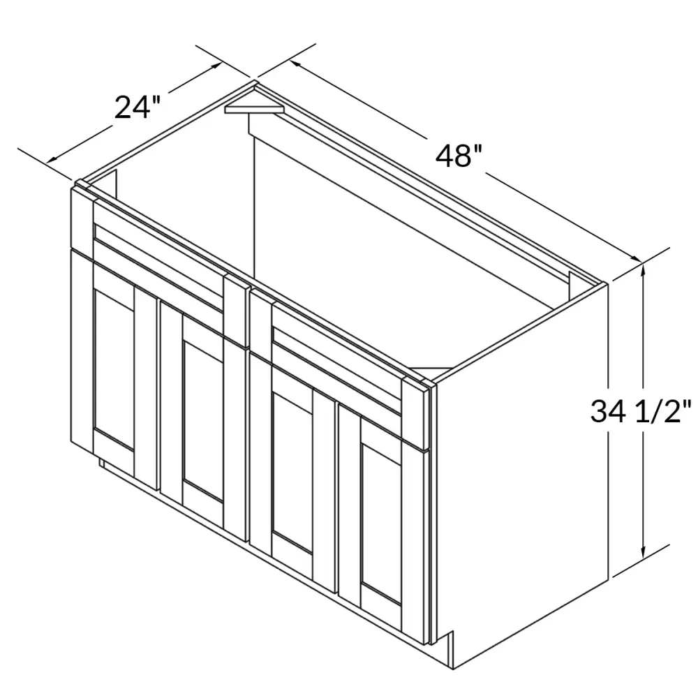 Sink Base Kitchen Cabinet SB48 Alpina Alabaster LessCare 48 . width 34.5 . height 24 . depth