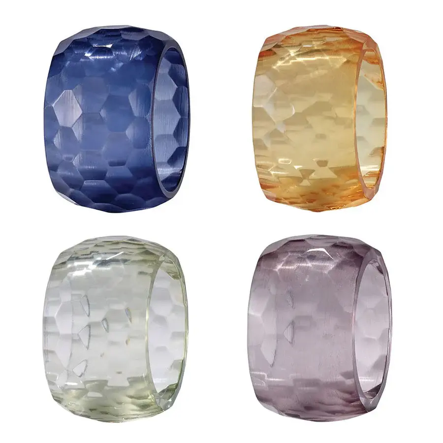 Solid color Prism Napkin Ring Set 4