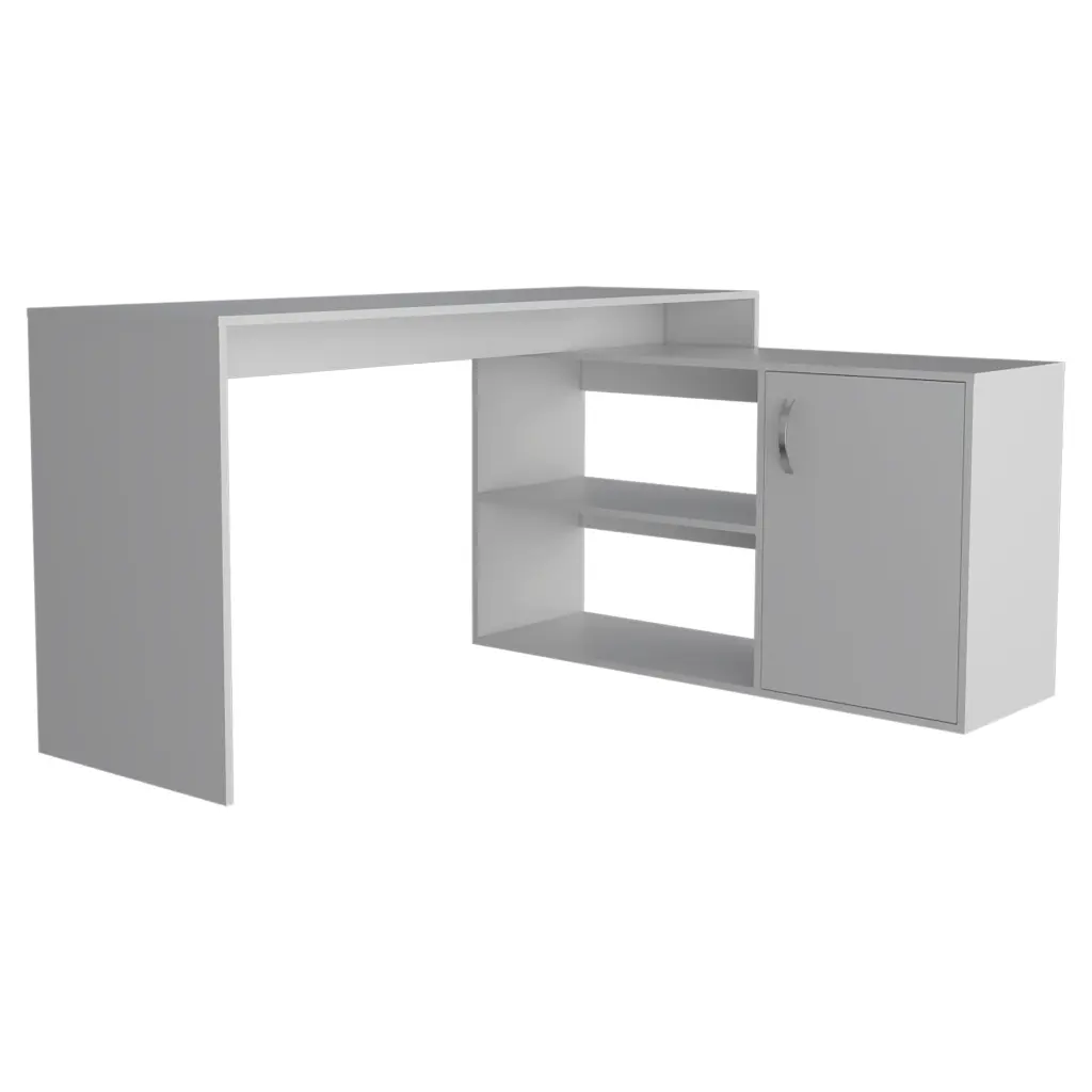Axis Modern L Shaped Computer Desk Open Closed Storage White tuhome