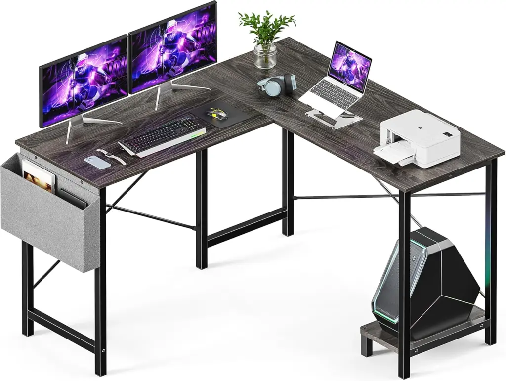 L Shaped Desk Gaming Computer 50 Inch Reversible Corner Table Pc Work w1134dhs