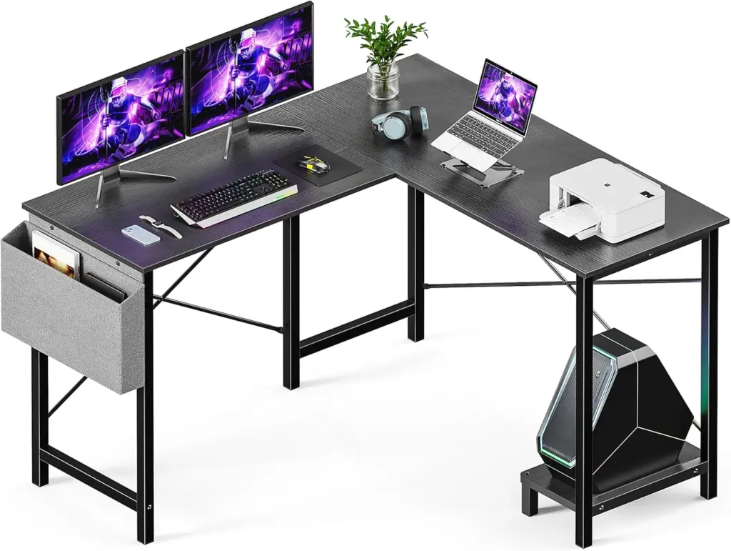 L Shaped Desk Gaming Computer 50 Inch Reversible Corner Table PC Workstation w1134dhs