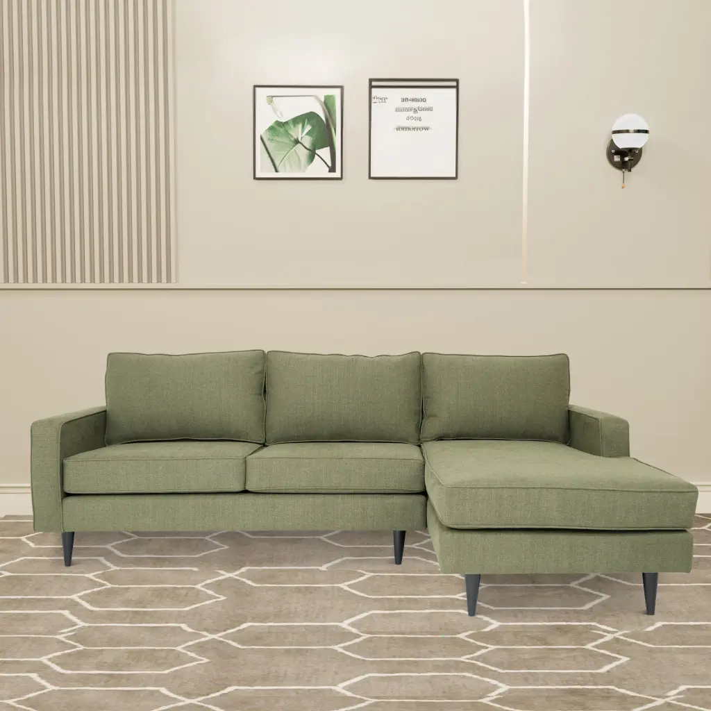 Green L Shaped Sectional Sofa Modern Living Room Couch american-made seating