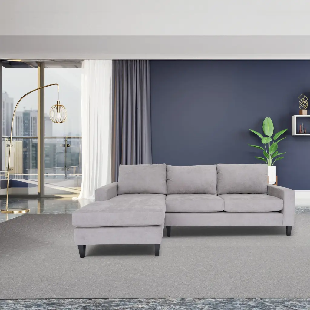 Grey L Shaped Sectional Sofa Living Room Modern Couche Comfortable Cushions american-made seating