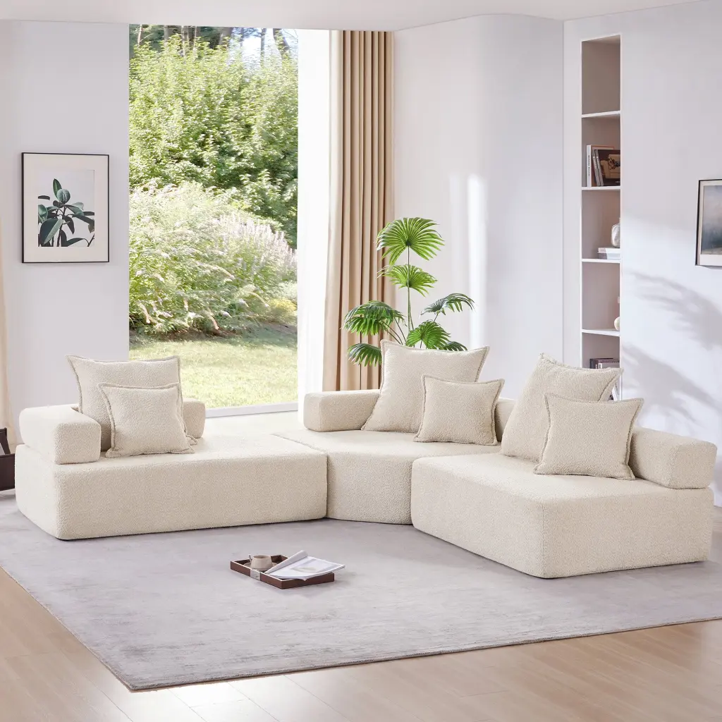 Oversized Modular L Shaped Sectional Sofa Premium Boucle Floor Couch rnb