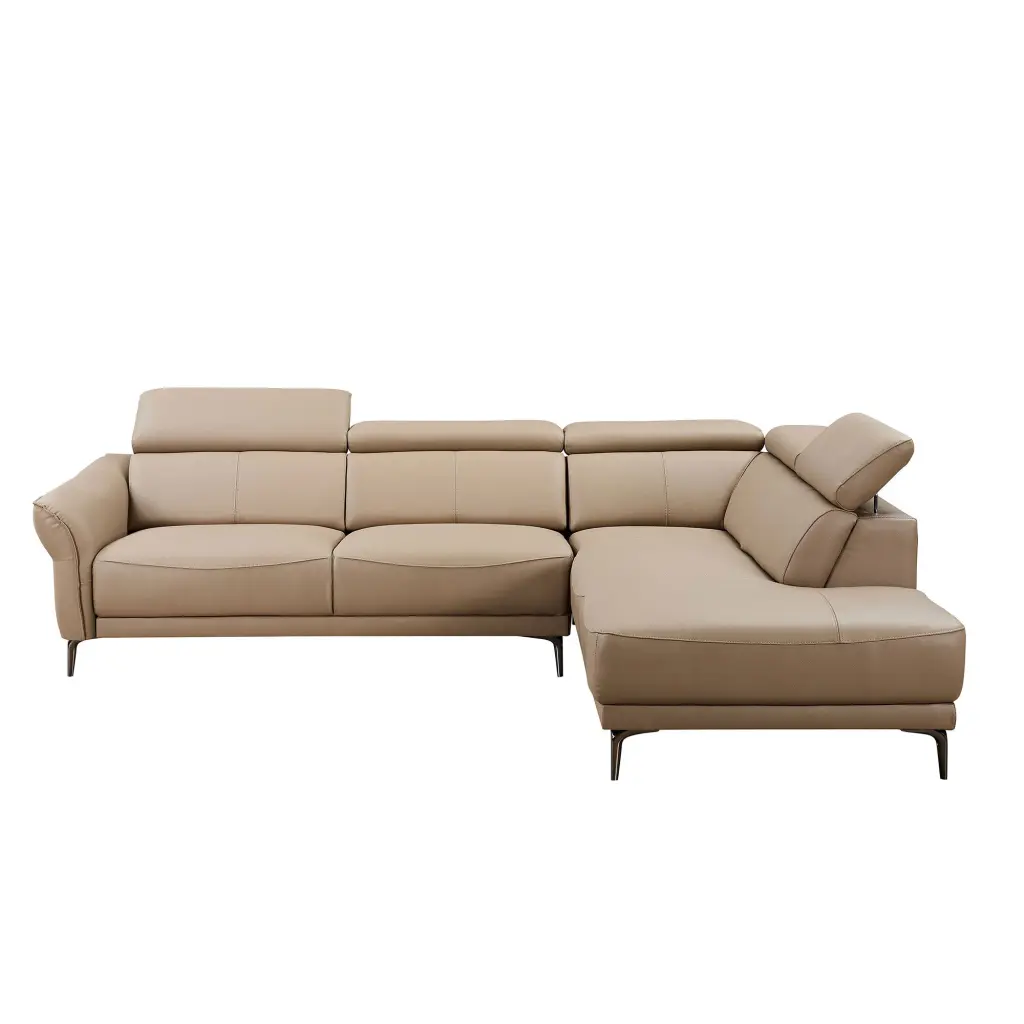 111.42 Inch Modern L Shaped Deep Sectional Couch Authentic Hide justone