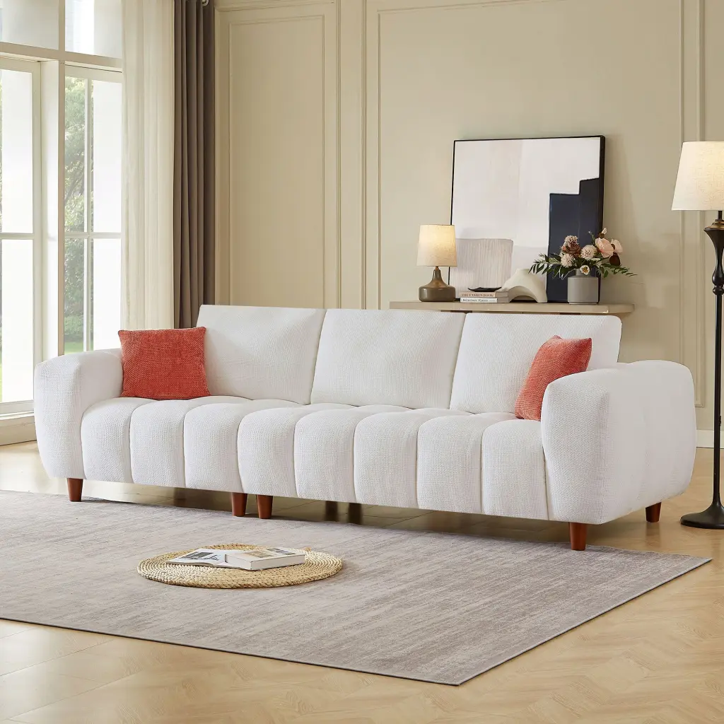 111.81 Inch Convertible Sectional Sofa Couch L Shaped Sofa Fabric Cover justone