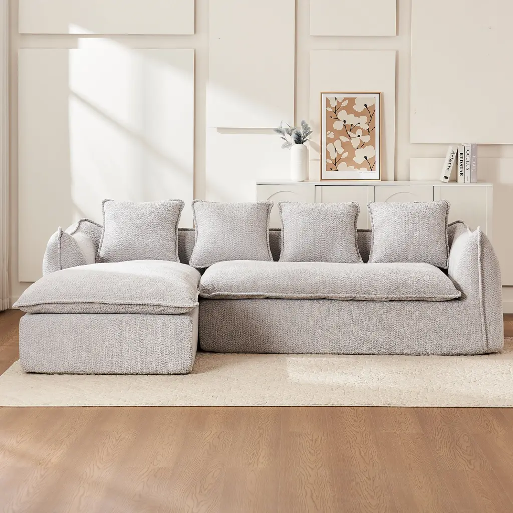 Deep Seat Sofa 3 Seater Living Room Oversized Comfy L Shaped Couch w2231