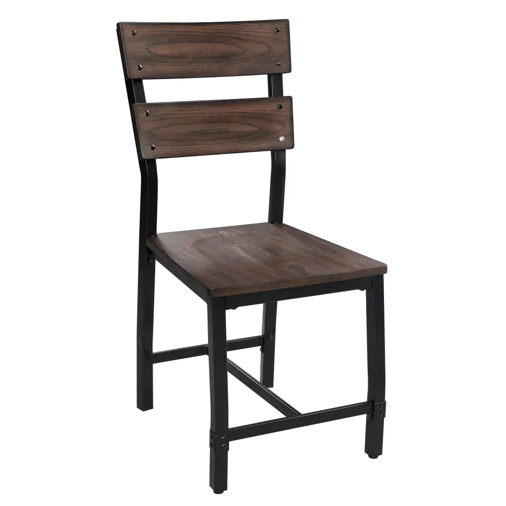 Oak and Black Ladder Back Side Chairs Set 2 Solid Wood Dining Chairs furniture max