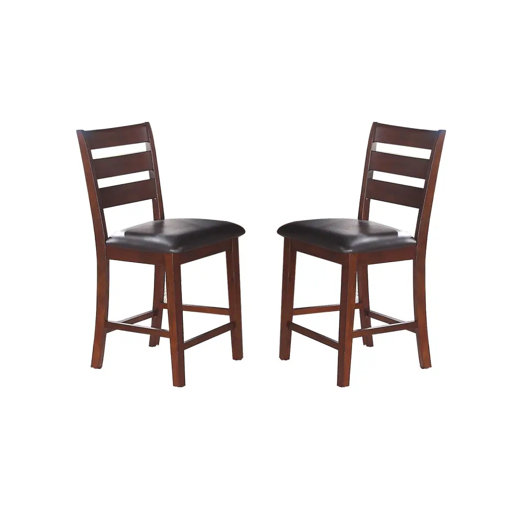 Sara Ladder Back Dining Height Chairs - Set 2 Solid Brown Wooden Chairs simple relax