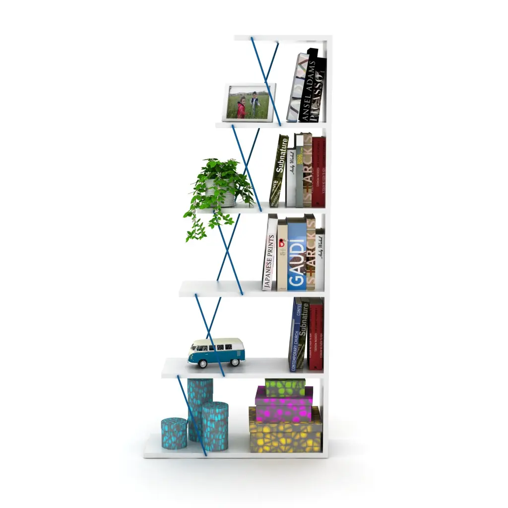 Furnish Home Store Modern 5 Tier Ladder Bookshelf Narrow Design furnia
