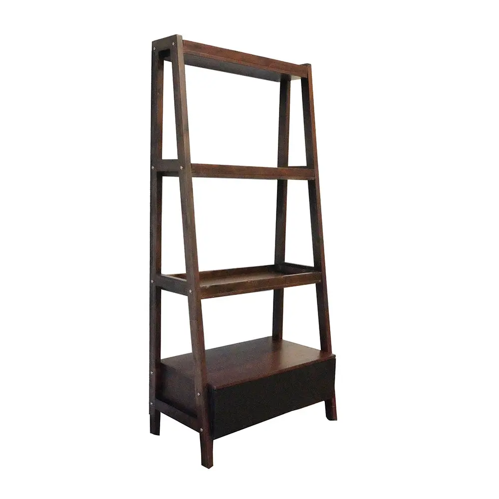 32X17X68 Inch Ladder Shelf Ladder Style Display Shelf Natural Timber Brown w2078