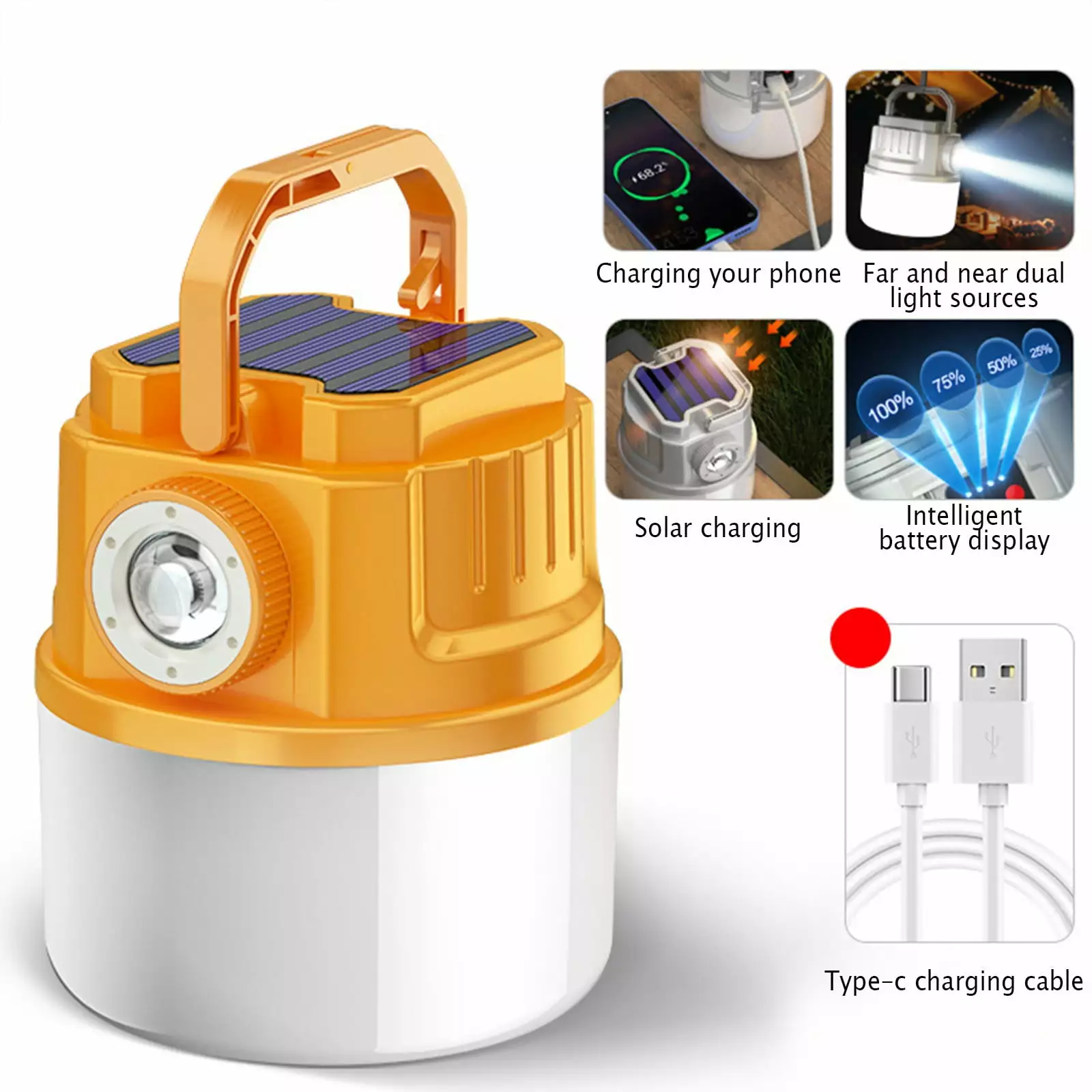 SIfdSeng 21313 Lights 1 Pcs Camping Light Solar Flashlight Mobile Phone Charging Usb Rechargeable Led Camping Light Foldab...