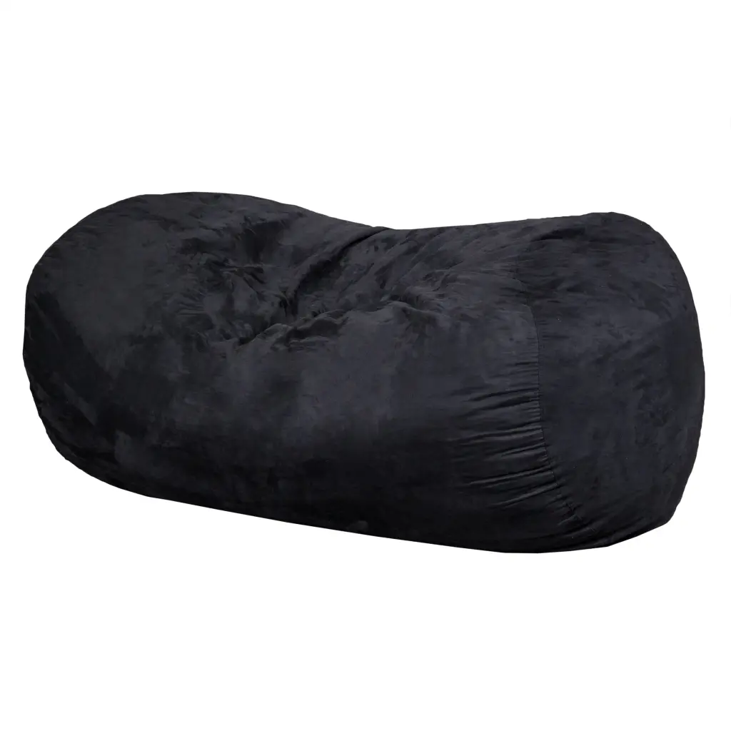 Lara 6.5 Foot Suede Cylindrical Bean Bag Black Microfiber Comfort bazar