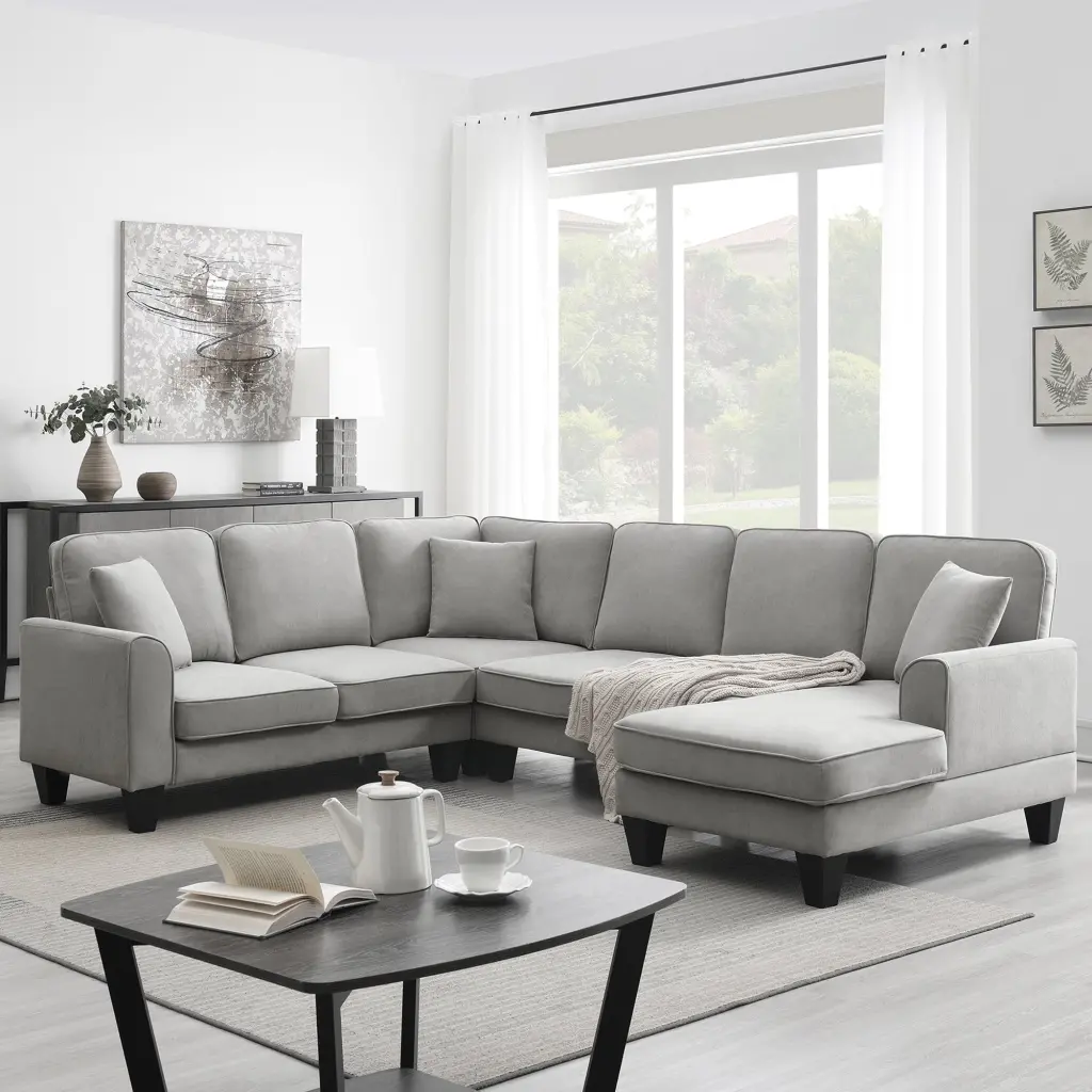 108x85.5 Inch Modern U Influence Sectional Sofa 7 Seat Comfortable Living Room Furniture gt