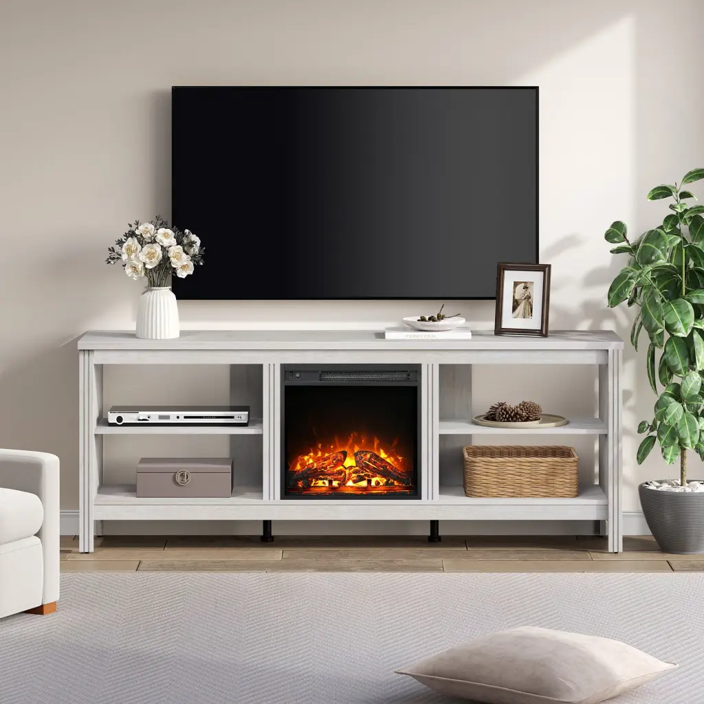 Black TV Stand 90 inch TV Entertainment Center 85 inch Modern Media Console FITUEYES