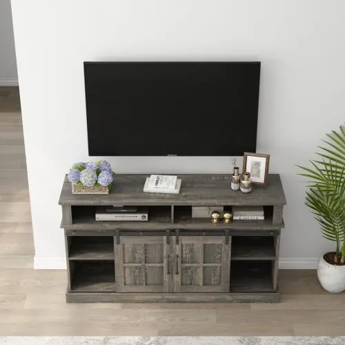 58 Inch TV Stand Storage Cabinet and Shelves, Entertainment Center Living Room and Bedroom Wesome