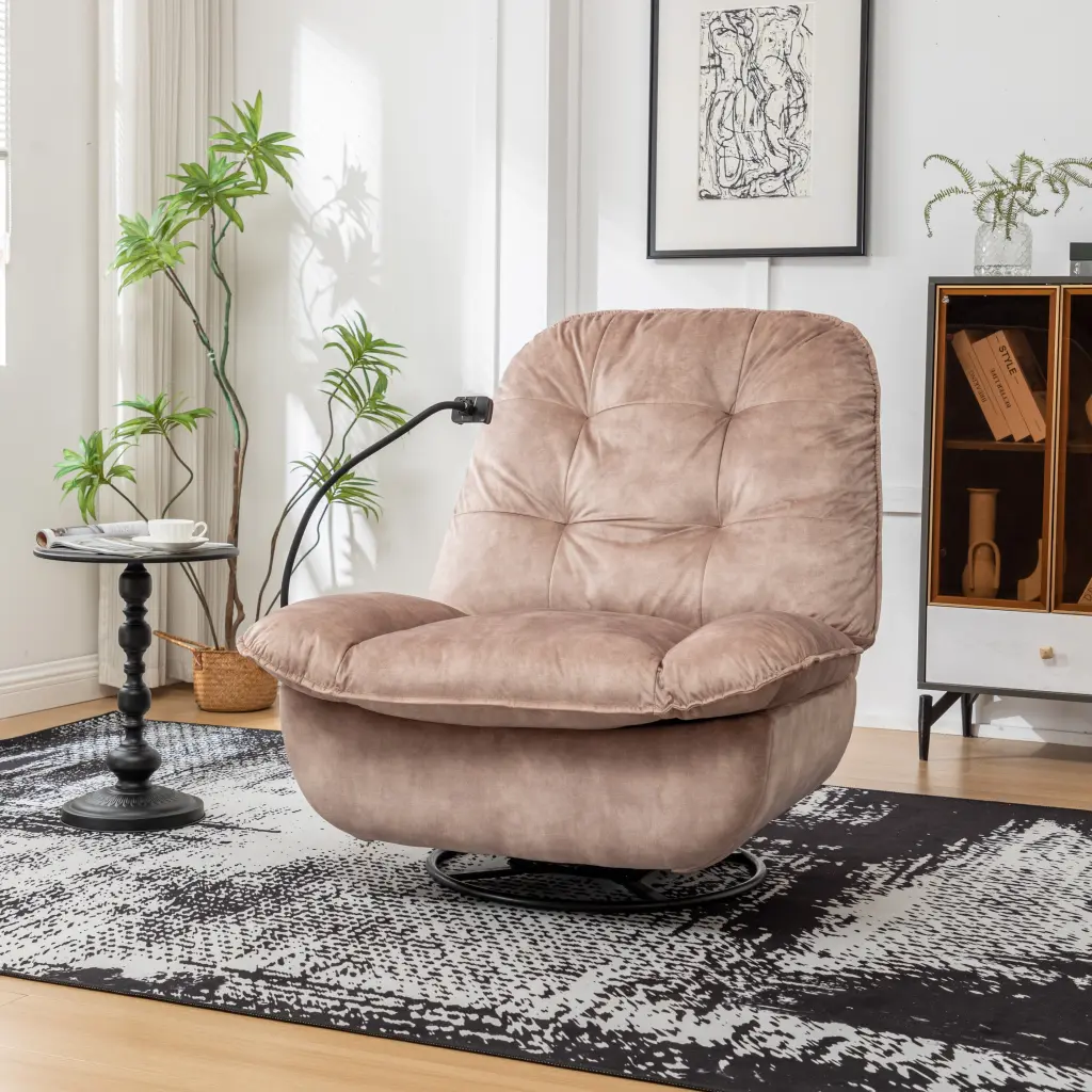 Natural Brown Recliner Chair Mobile Phone Holder and Lazy Design zen zone
