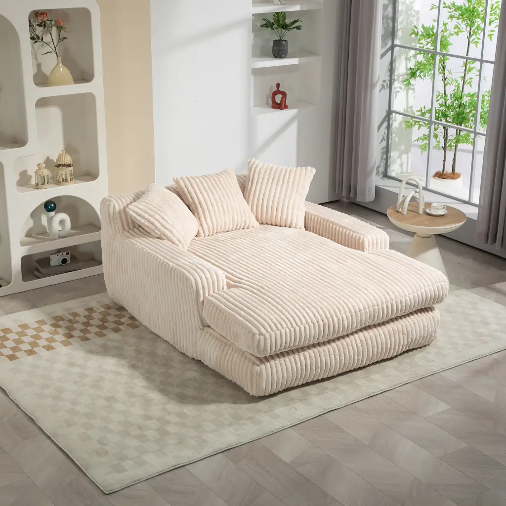 Coolmore Corduroy Lazy Sofa 3 Back Pillows Comfy Deep Seat Relaxation coolmore w-395