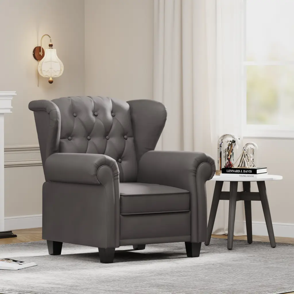 Modern Tufted Push Back Armchair Adjustable Technical Leather Chair huazhao furniture