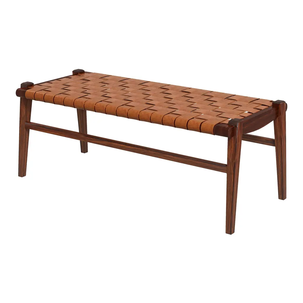 Cody Tan Hide Bench Brown Rustic Authentic Leather Entryway or Bedroom Bench ashcroft furniture