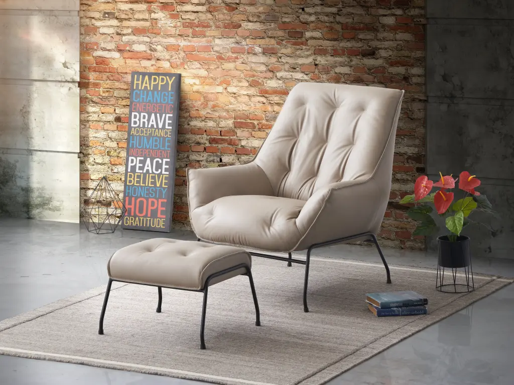 Zusa Accent Chair Khaki Top Grain Leather Modern Lounge Chair acme onsite store