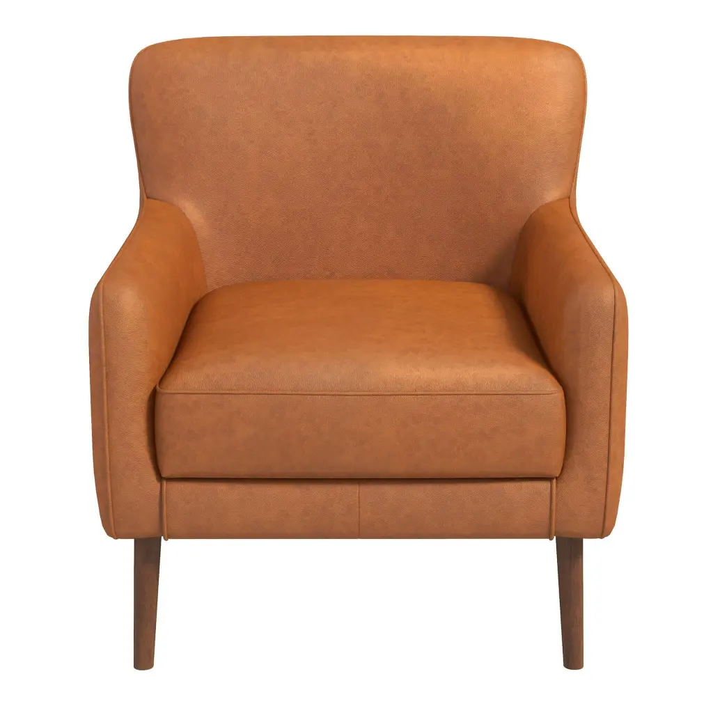 Claire Authentic Hide Lounge Chair Tan Brown Genuine Leather ashcroft furniture
