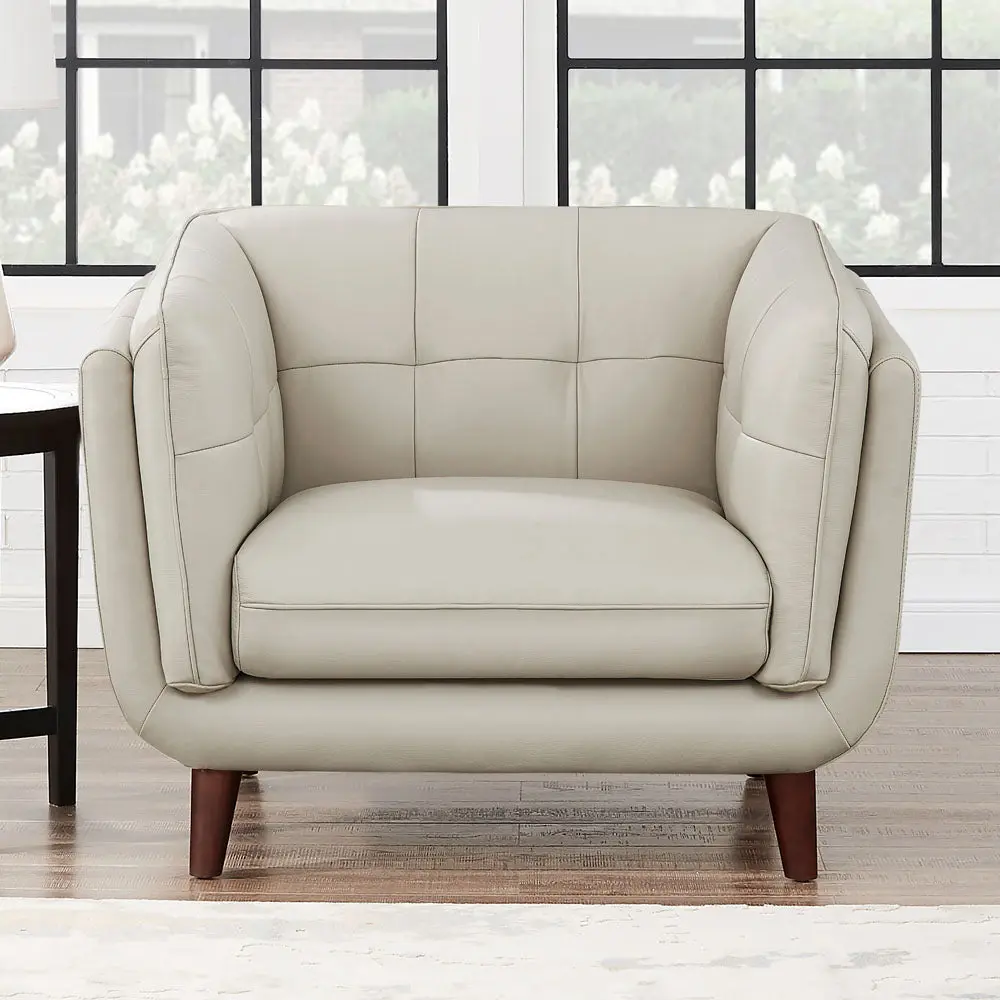 Solana Leather Chair Beige Down Filling Authentic Leather hydeline furniture